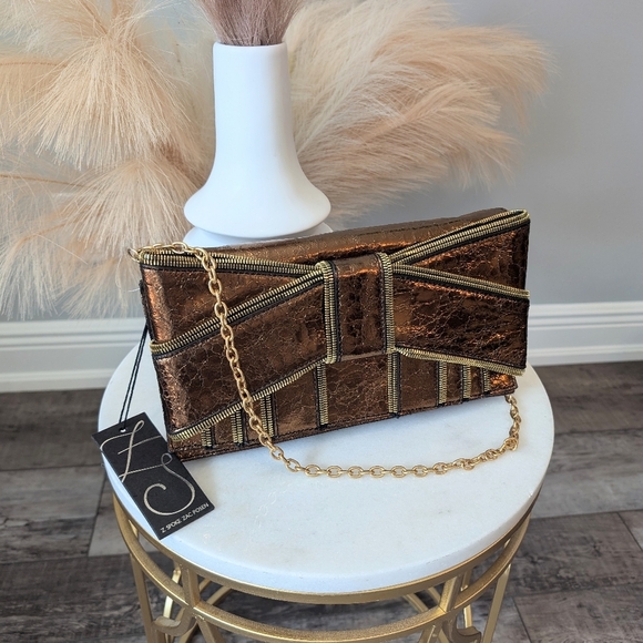 Zac Posen nwt metallic bow clutch - Picture 1 of 11